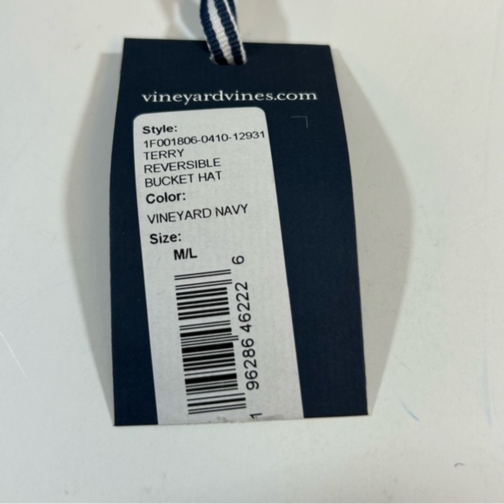Vineyard Vines Terry Reversible Blue Palm Tree Bucket Hat Men's Size M/L NWT - Picture 3 of 4
